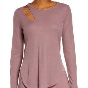 ALO Peak Yoga Ribbed Cutout Long Sleeve T Shirt Top Size Medium